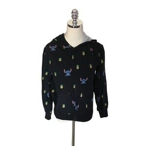 Disney Hoodie Women's Size Small Navy Blue Lilo & Stitch Pineapples